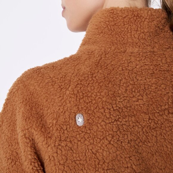 Figs On-Shift High Pile Fleece Bomber Jacket in Mocha, Size Medium - Picture 7 of 12